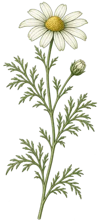 Chamomile (Matricaria chamomilla) botanical illustration